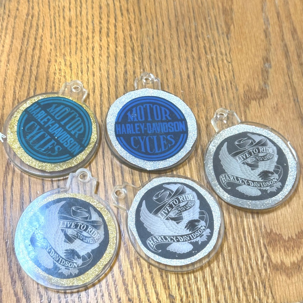 Harley-Davidson Acrylic Charms Lot 5pc Live to Ride‎ Eagle Logo Glitter Biker